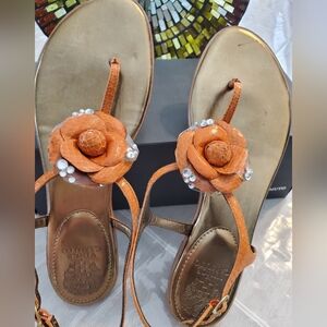 Vince Camuto Orange Sandals with Floral Accent